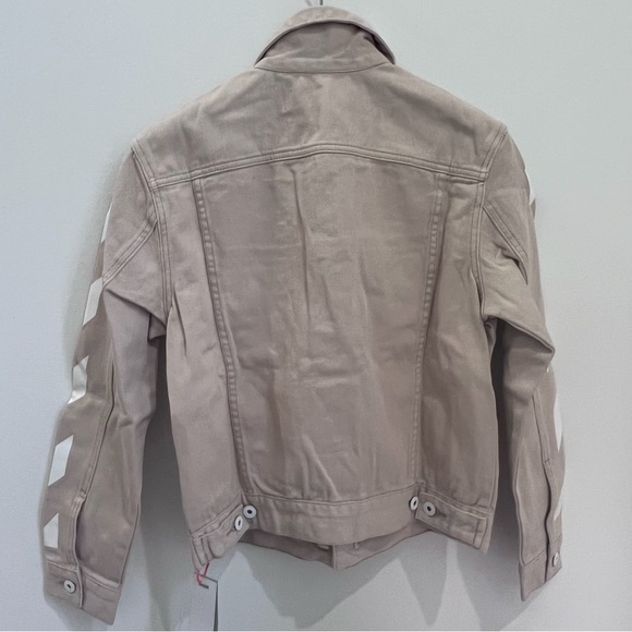 Off-White Diagonal Print Denim Jacket In Neutrals - Picture 6 of 10